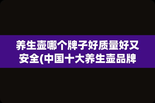 养生壶哪个牌子好质量好又安全(中国十大养生壶品牌)